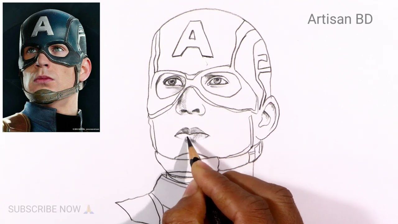 Learn How to Draw Captain America Face Captain America Step by Step   Drawing Tutorials