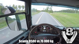 Scania R580 with Full Load - 76 tons - POV Drive