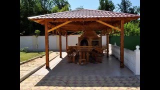 Как сделать беседку из дерева  своими руками   How to make a gazebo from wood with your own hands(Построили приличную беседку за 8 дней ( дольше ждали металлочерепицу Built a decent gazebo for 8 days ( longer waiting metal roofing., 2016-04-11T08:06:09.000Z)