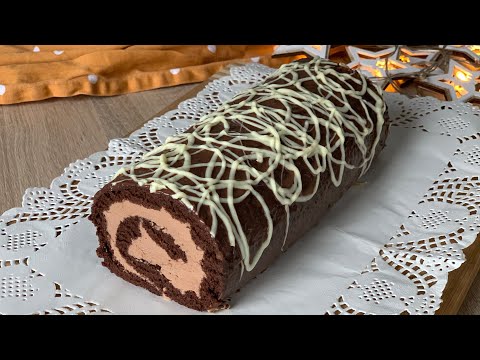 Bol şokoladlı və olduqca dadlı Rulet resepti - Chocolate Roulade Recipe - Рецепт шоколадного Рулета