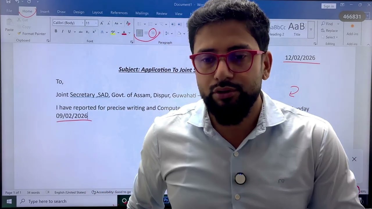 Word Paper 5, Assam Govt Computer Skill Test Demo Paper 2026. 