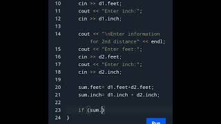 C++ Program to Add Two Distances System Using Structures in 50 X Speed 🥵 #education #fun #shorts