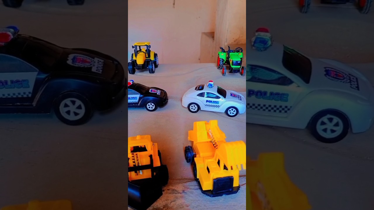 JCB Truck Moster Car Tractor Police Car all standing in one place Go IT