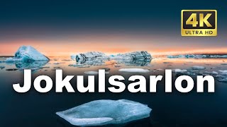 Iceland&#39;s Jokulsarlon Glacier Lagoon  Stunning glacial icebergs floating on a calm lagoon
