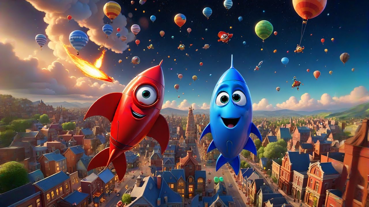 Seven Toy Rockets Count Down from Ten | Exciting Countdown Song for Kids | Counting and Rocket Rhyme