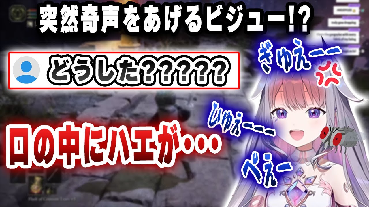 口にハエが入り、突然可愛すぎる奇声をあげるビジューに困惑する視聴者たちｗｗｗ 【切り抜き/ホロライブ/ビジュー】
