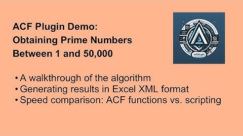 ACF Plugin Speed demo - Prime numbers - Excel
