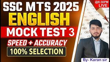 🔴LIVE🔥SSC MTS 2025 English Mock Test 3 | 75/75 Score Trick 💯| 100% Selection Guaranteed by Karan Sir