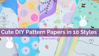 How to make Pattern Paper at home in 10 Styles/ Cute DIY Pattern Papers/ Aesthetic Pattern paper