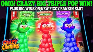 OMG! CRAZY BIG TRIPLE POP ON CRAZY CHICKENS SLOT & B TO B BIG WINS ON NEW PIGGY BANKIN BREAK IN SLOT screenshot 5
