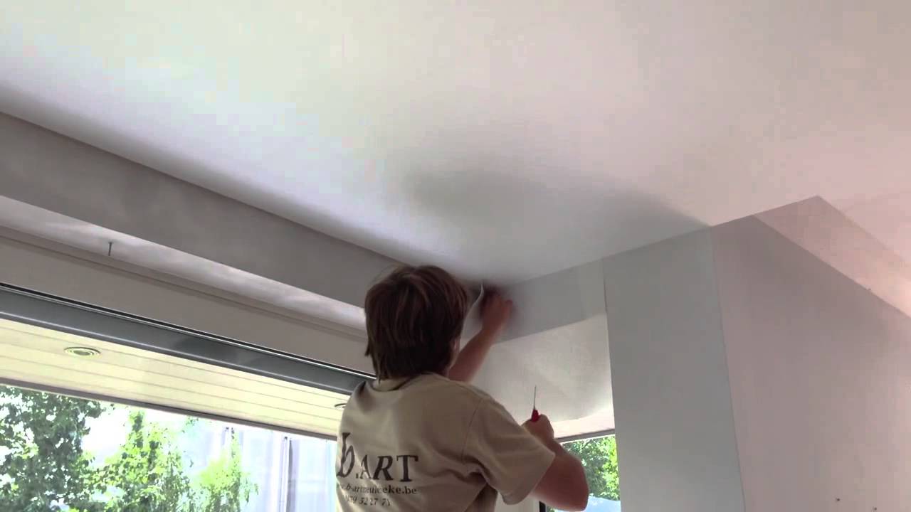 Aanbrengen vliesbehang door bart uit meulebeke youtube Foto behang in het plafond