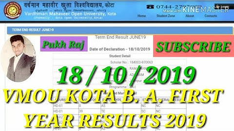 Vmou kota B. A. first Year Results 2019