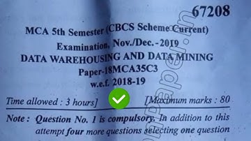 2019 Mdu MCA 5th Sem Data Warehousing & Data Mining Question Paper