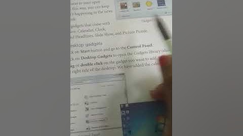 Window-7 Desktop Management, Adding desktop gadgets for class 4