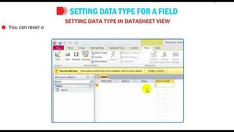 Setting Data type for a Field