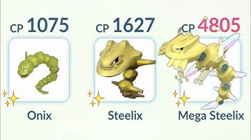 Shiny (Onix, Steelix, Mega Steelix) Family in Pokemon Go Battle League.