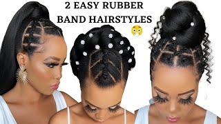 2 QUICK & EASY RUBBER BAND HAIRSTYLES ON  NATURAL HAIR / TUTORIALS / Protective Style / Tupo1