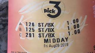 Kentucky lottery pick 3 winning tickets box.
