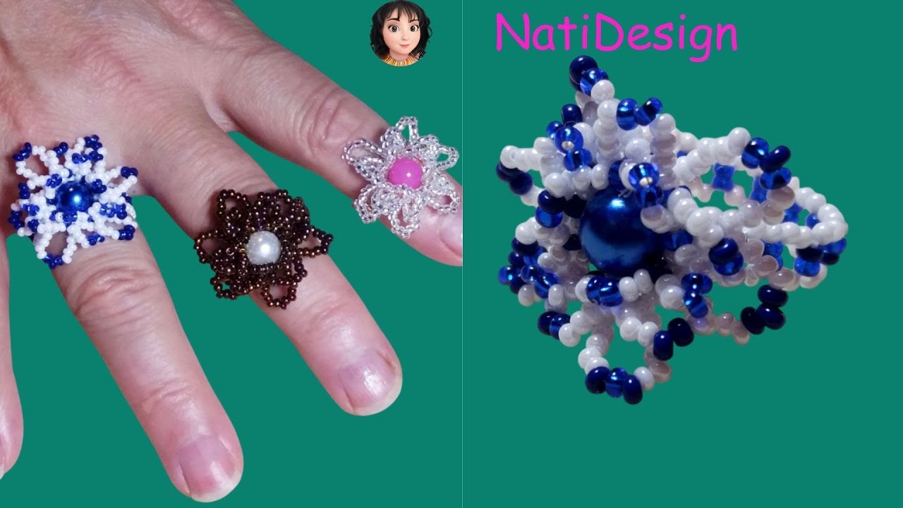 ANILLO FLOR MULTIPÉTALOS EN PERLA Y MOSTACILLA👗👛 MULTI-PETAL FLOWER RING IN PEARL AND SEED BEADS