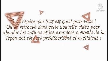 Espaces préhilbertiens et euclidiens fiche de cours