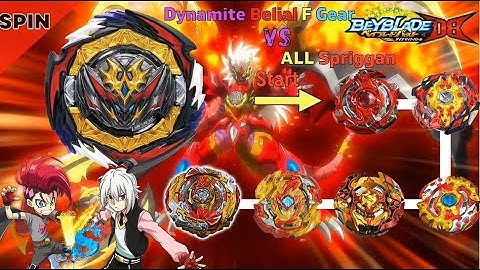 베이블레이드 버스트 DB 다이너마이트 벨리알 F기어 VS 올 스프리건 배틀 【Dynamite Belial F Gear VS ALL Spriggan】 Beyblade Burst DB