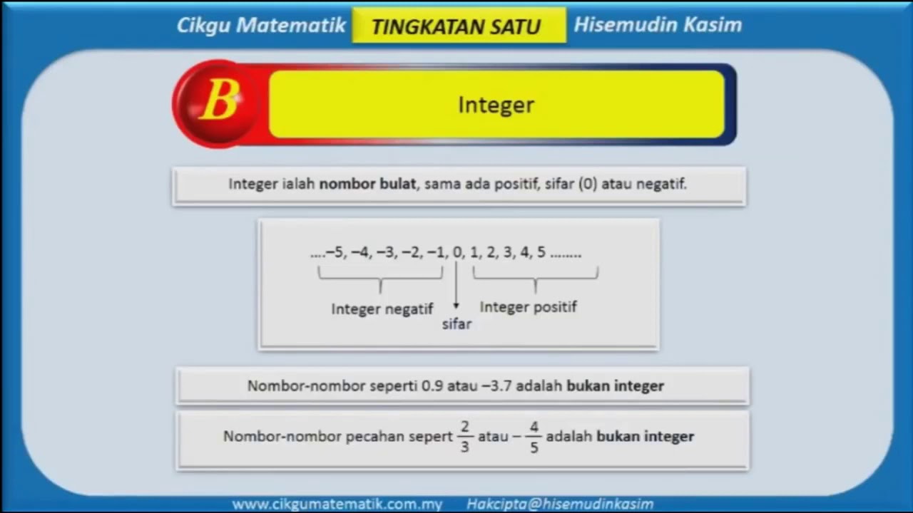 Integer Tingkatan 1 - Jaserkc