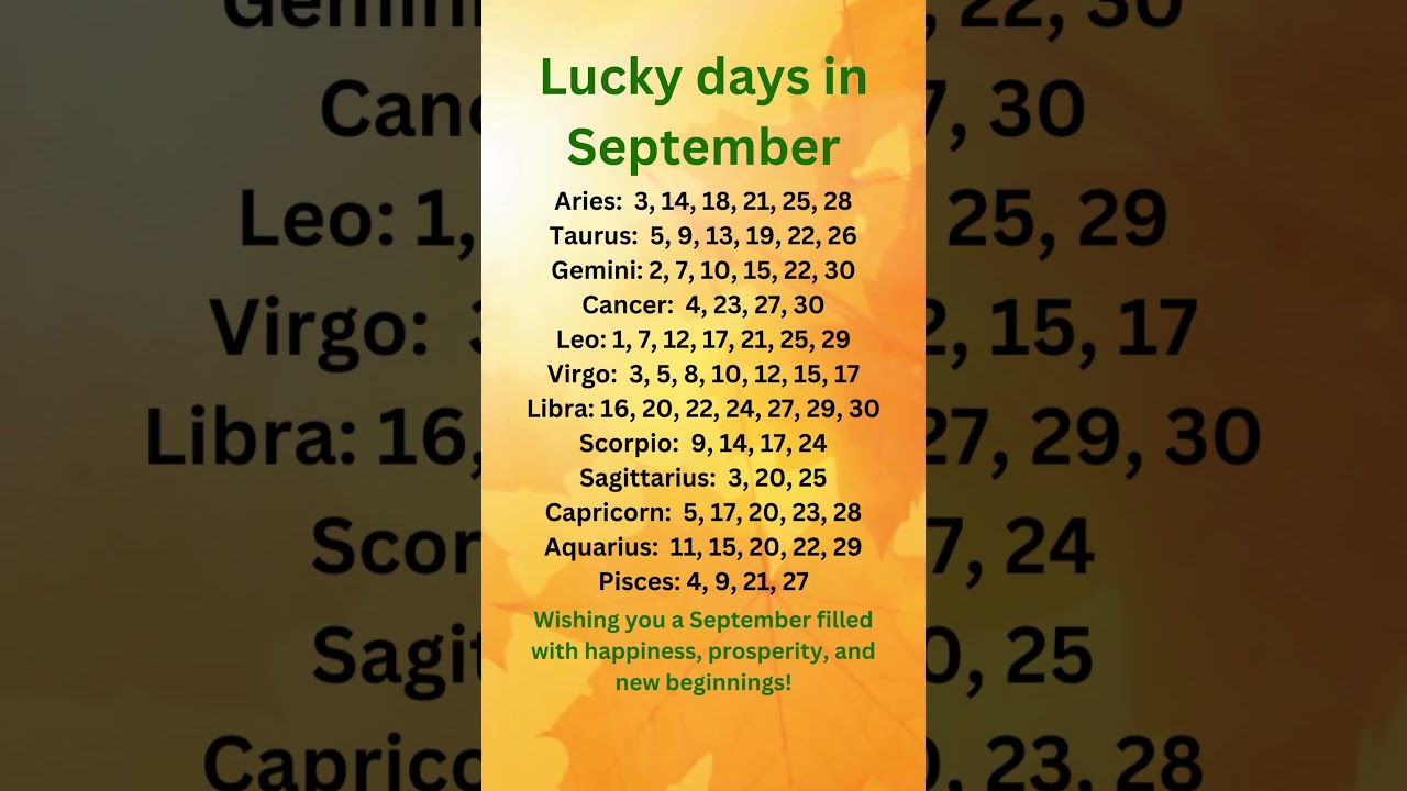 Your lucky days in September by Zodiac sign  