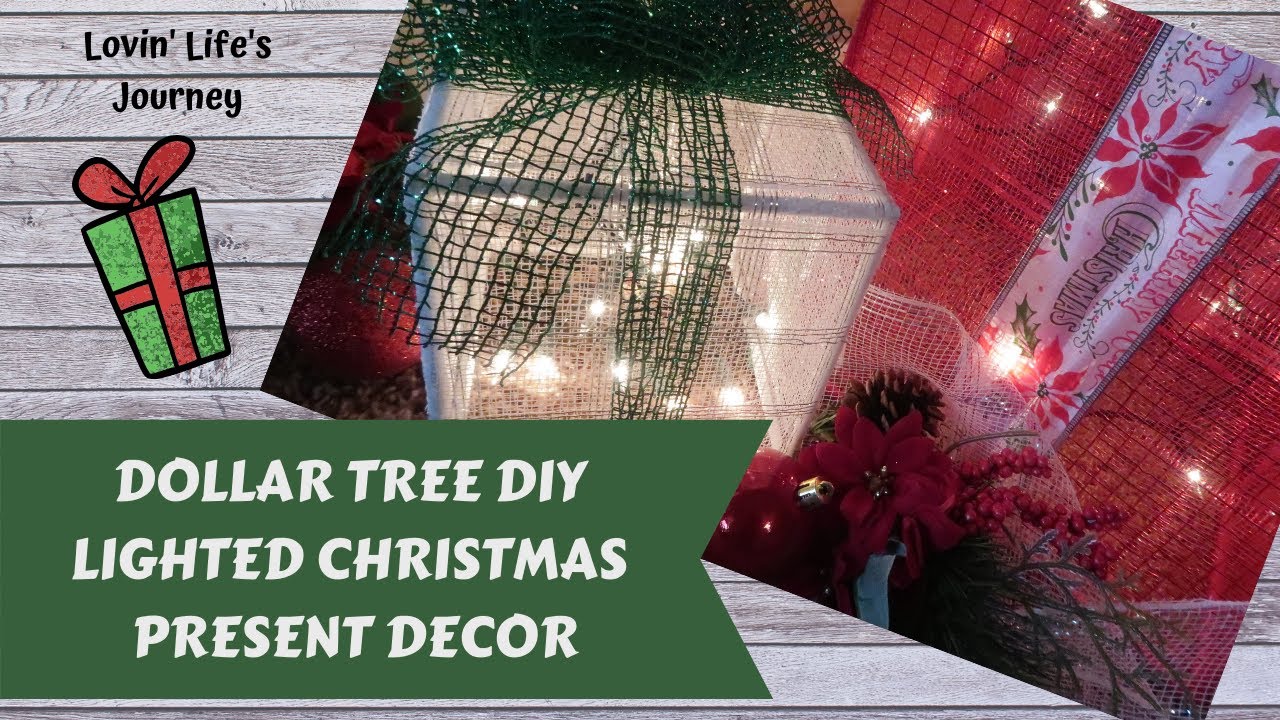 Easy Dollar Tree DIY Lighted Christmas Present Decor - YouTube