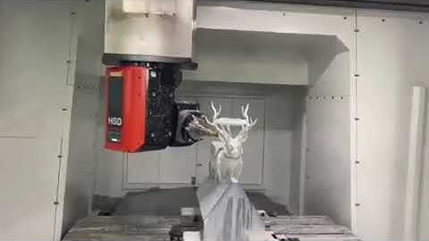 HSD & Priminer: Metal "Deer Head" made by Priminer machine tools with a HSD HST610 single sided head