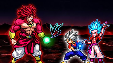 Limit Break Broly SSJ4 OP (New) VS Vegito OP (all form) & Gogeta OP (all form) in Jump Force #Mugen