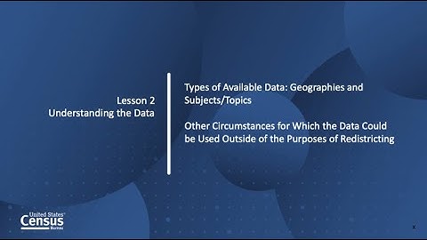 Lesson 2: Understanding the Data. What are the P.L. 94-171 Data Files, Topics, and Geographies?