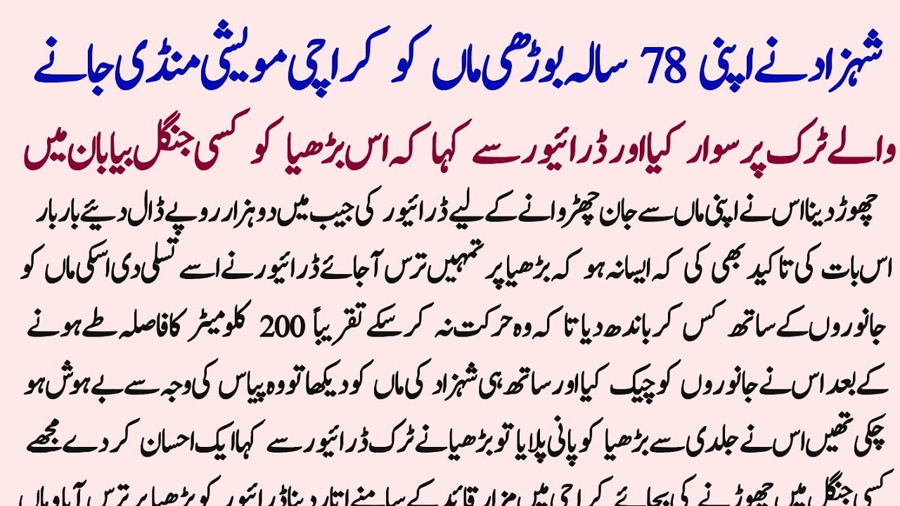 Shehzad Ne Apni Burhi Maa ko ghr se nikal dia kuch salo bd jb karachi gaya to us ne waha apni maa?