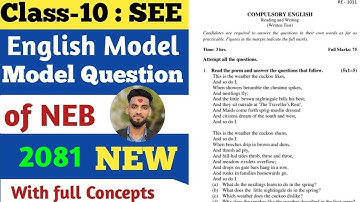SEE Class 10th English New Model Questions 2081 with Full Solution || Compulsory English