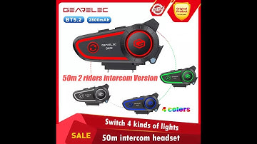 GEARELEC DK02 Motorcycle Helmet Bluetooth Intercom Headset 2 Riders 50m Range IPX7 Waterproof
