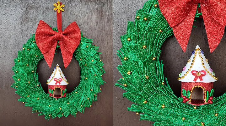 DIY Christmas Wreath Ornament From Glitter Foam | Christmas Decoration Ideas