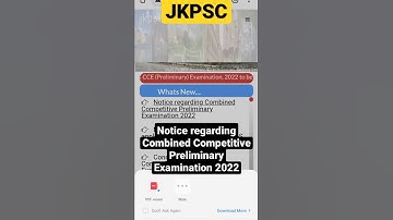 JKPSC Combined Competitive Preliminary Examination 2022 | jkpsc latest news today | #jkpsc #shorts
