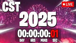 NEW YEAR'S 2025 COUNTDOWN LIVE  24/7 & Central Standard Time, CST New Year Countdown!