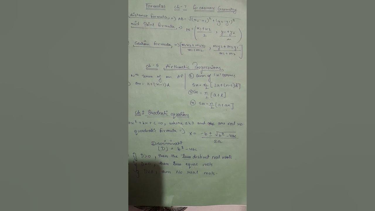 Class 10 All Formulas Of Ch Coordinate Geometry Ap Quadratic Equation class-10-all-formulas-of-ch-coordinate-geometry-ap-quadratic-equation