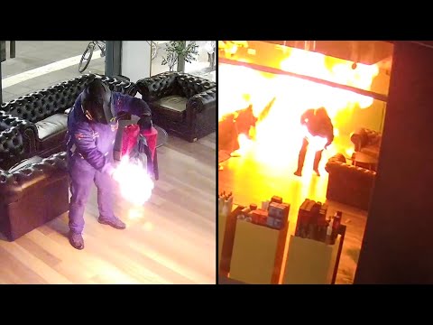 Arsonist Destroying A Barber Shop Sets Himself On Fire