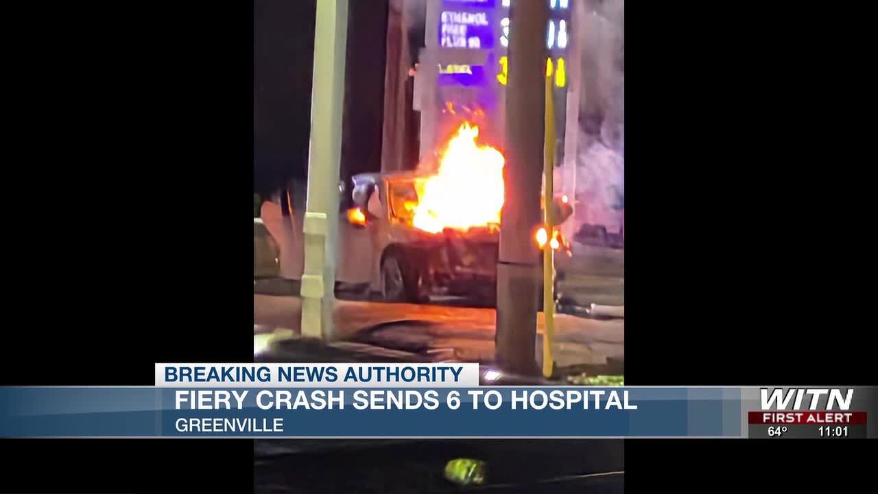 Fiery Greenville crash sends six to hospital
