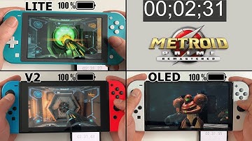Battery Life of Metroid Prime Remastered | Nintendo Switch LITE vs. Standard vs. OLED.
