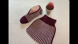 картинка: Плетени Терлици - Модел 33 (Knitted Slippers) (Тапочки спицами) (Patik) (Pantufas passo a passo)