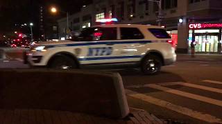 4 NYPD UNITS RESPONDING ON WEST 77TH STREET ON THE WEST SIDE AREA OF MANHATTAN IN NEW YORK CITY.