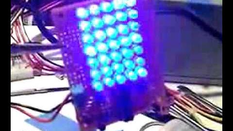 Simple 5x7 LED matrix controlled by a PIC 16F84A