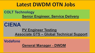 DWDM OTN engineer Job, #job #DWDM // Telecom engineer Job || India