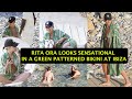 Rita Ora looks sensational in a green patterned bikini at Ibiza