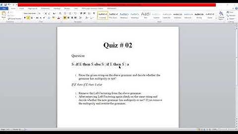 Compiler Construction | Sunday |  Lecture 6 Part 3 | Quiz Explanation | By Usman Khan