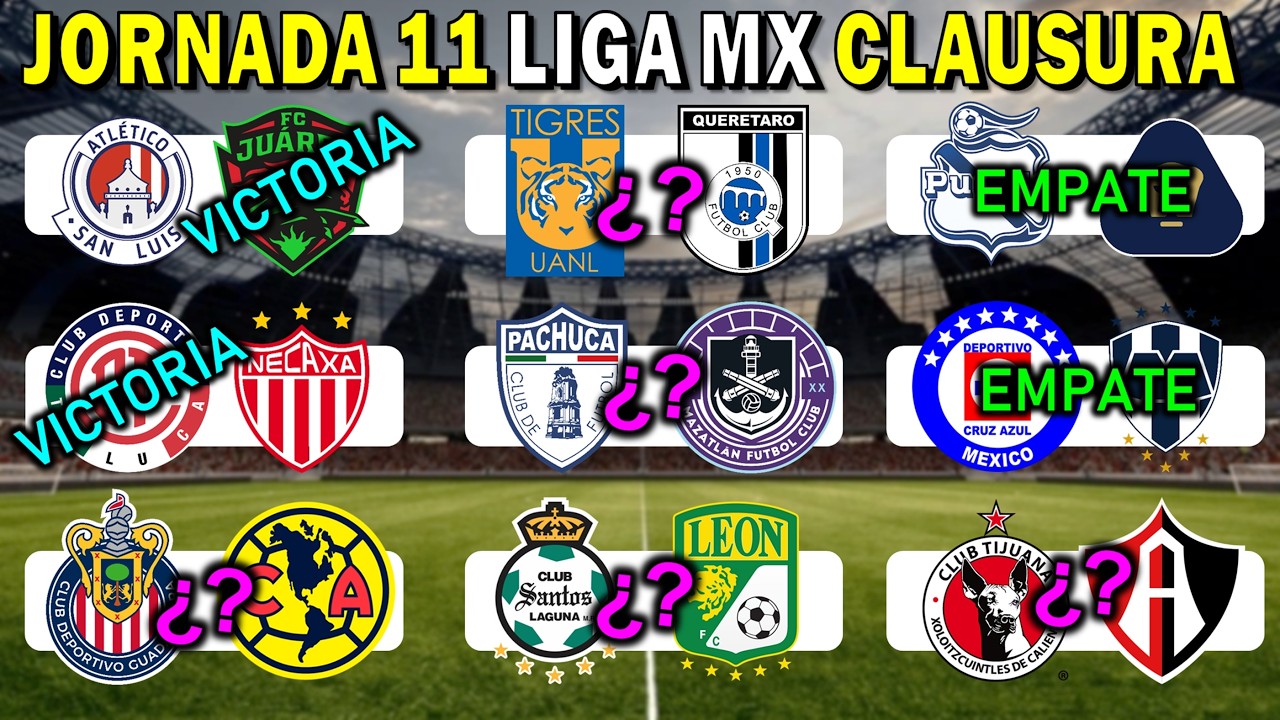 HORARIOS, FECHAS Y CANALES DONDE VER LA JORNADA 11 de LIGA MX CLAUSURA ...
