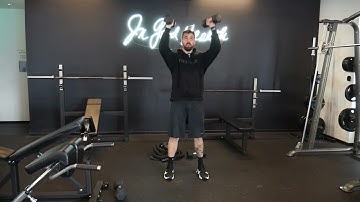 How to perform: DB squat to curl to press