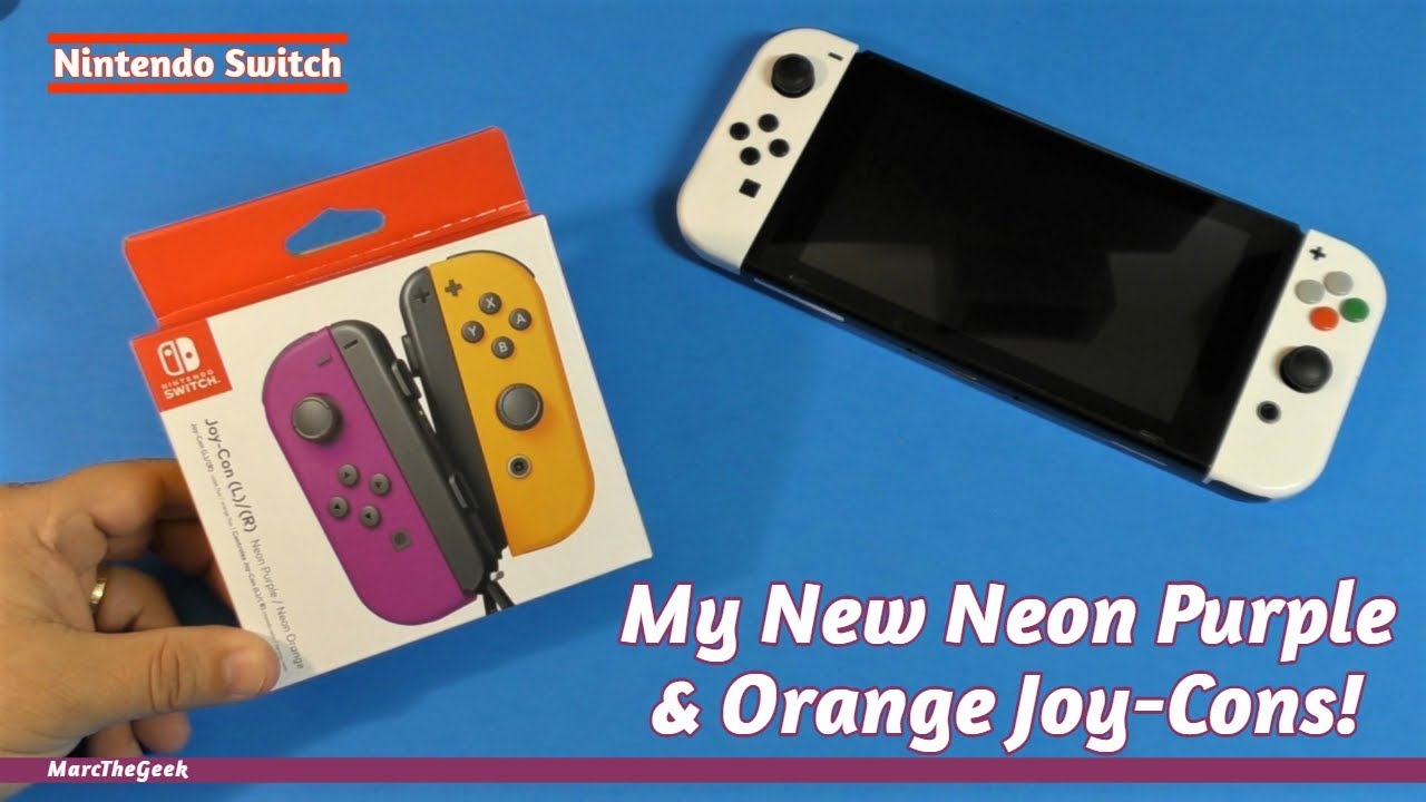 Nintendo Switch Joy-Con Pair, Neon Purple and Neon Orange 